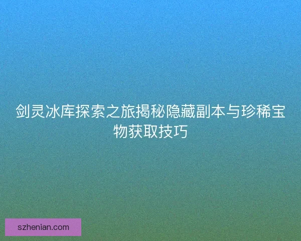 剑灵冰库探索之旅揭秘隐藏副本与珍稀宝物获取技巧
