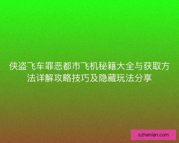 侠盗飞车罪恶都市飞机秘籍大全与获取方法详解攻略技巧及隐藏玩法分享
