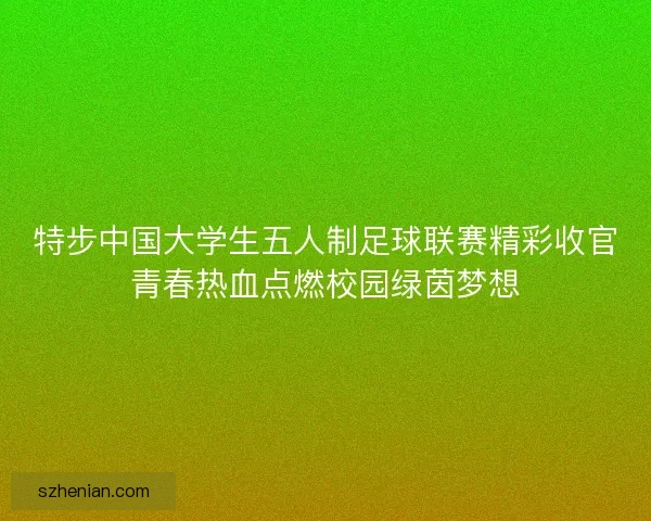 特步中国大学生五人制足球联赛精彩收官青春热血点燃校园绿茵梦想
